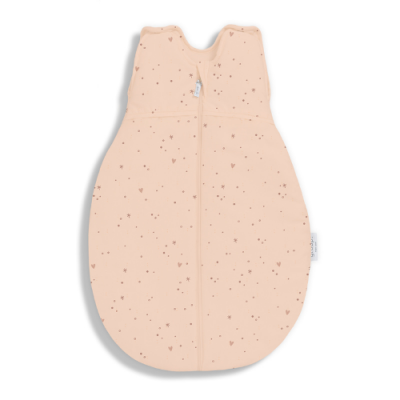 Saco de dormir para bebé cor de pêssego claro com estrelas e corações escuros