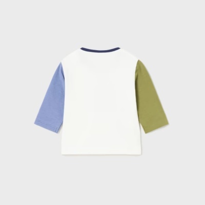 Camisola de bebé bicolor com mangas compridas contrastantes