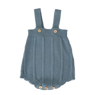 Body de bebé azul em malha com alças e botões