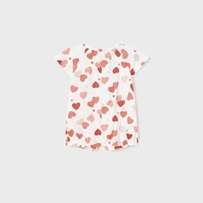 Macacão curto para bebé com padrão de corações coloridos