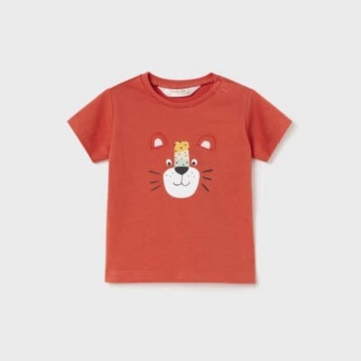 Camiseta de criança vermelha com estampa de gato