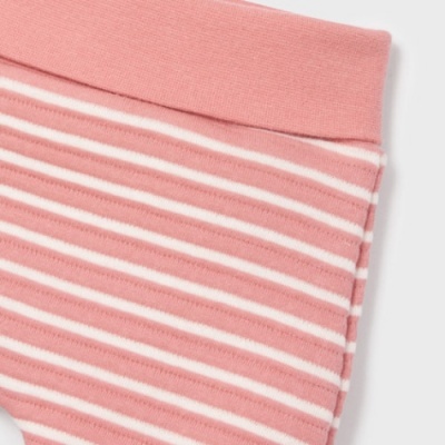 Calças de bebé riscas cor-de-rosa e branco com cintura elástica