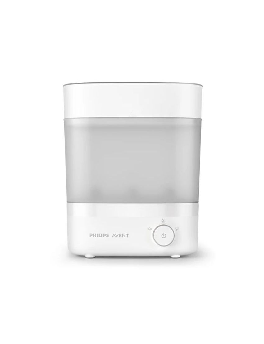 Humidificador branco Philips Avent minimalista com botão frontal