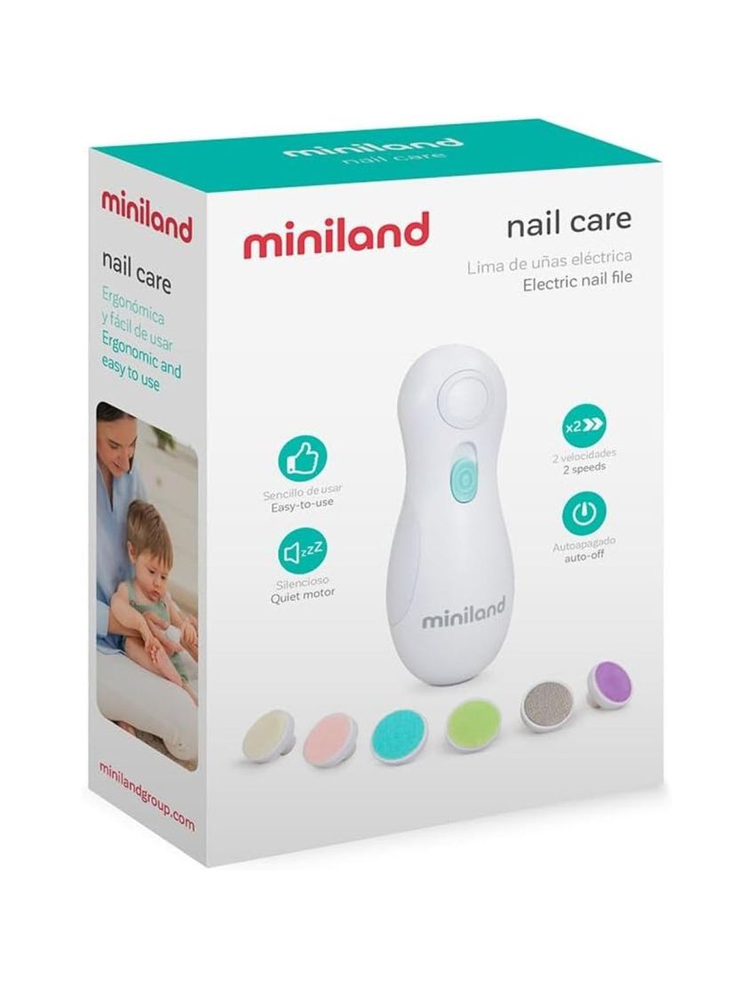 Embalagem da lima de unhas elétrica Miniland com acessórios coloridos