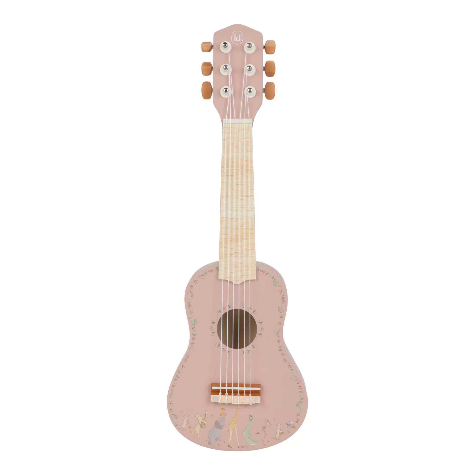 Ukulele rosa com ilustrações de animais