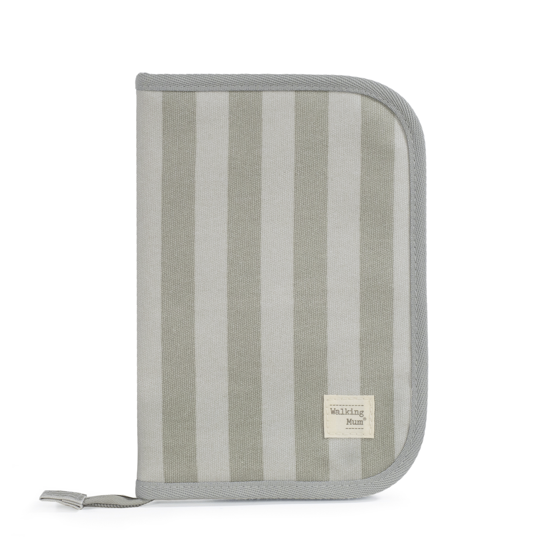 Estojo riscado cinzento com etiqueta Walking Mum