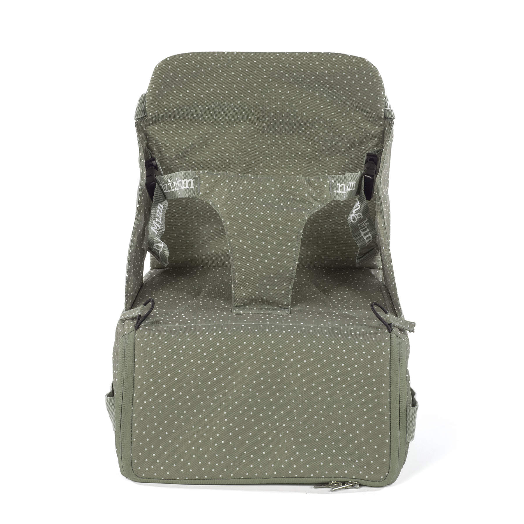 Cadeira de bebé portátil verde com bolinhas brancas