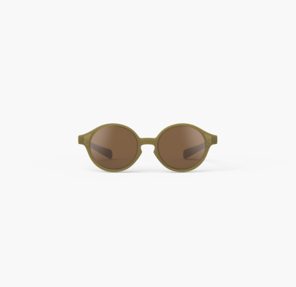 Óculos de sol com armação redonda verde musgo e lentes marrons