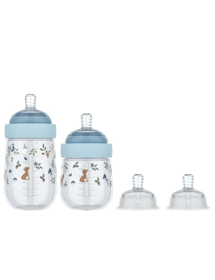 Conjunto de biberões com padrão infantil e tetinas extras