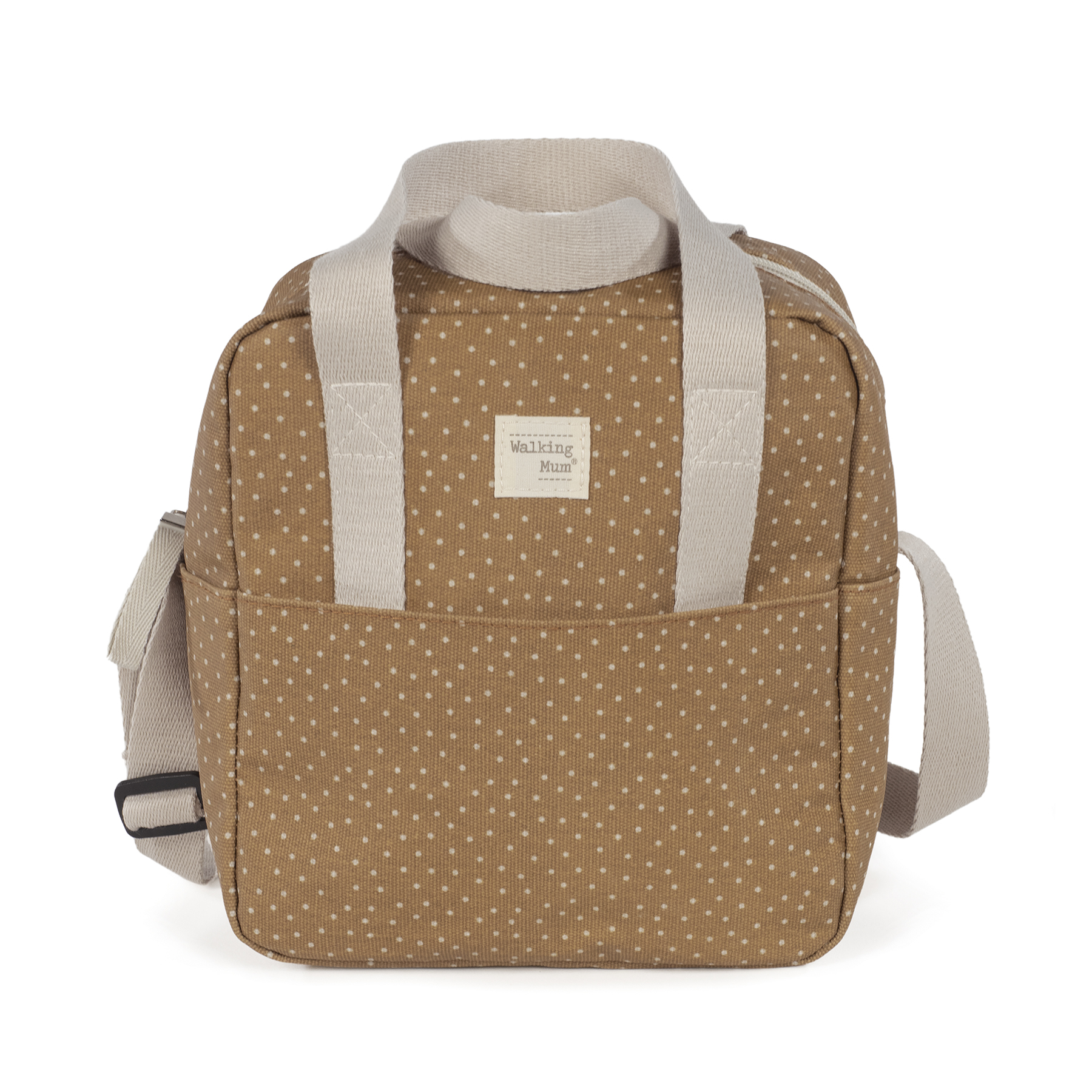 Mala castanha com bolinhas e alças largas bege