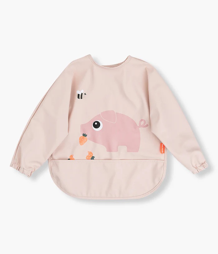 Babi infantil rosa com estampa de porco e morangos