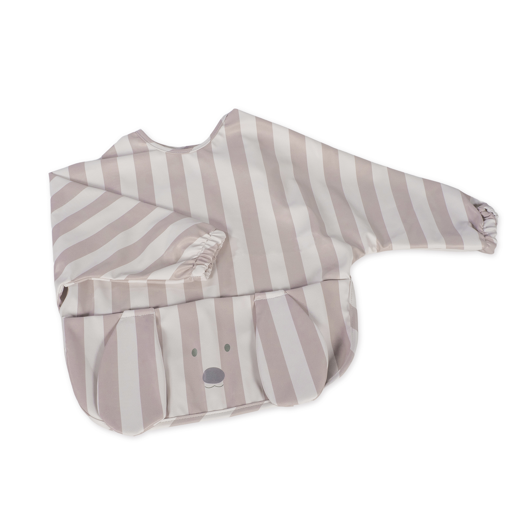 blusão riscas bege e branco criança com cara cão aplicação frontal