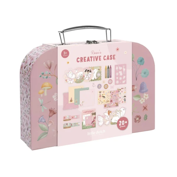 Mala rosa ilustrada com tema floral e natural, chamada Rosas Creative Case