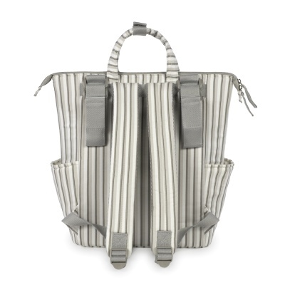 Walking&#x20;Mum&#x20;&#x7C;&#x20;Mochila&#x20;de&#x20;Maternidade&#x20;Botton&#x20;Strips&#x20;-&#x20;Branco