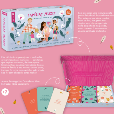 Kit de cartas Famílias Felizes com ilustrações e textos em português