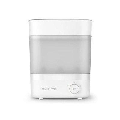 Humidificador branco Philips Avent minimalista com botão frontal