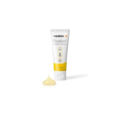 Tubo de creme Medela Purelan Lanolin com porção do creme ao lado