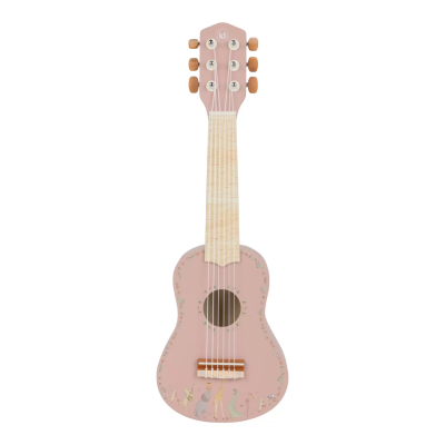 Ukulele rosa com ilustrações de animais