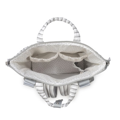 Walking&#x20;Mum&#x20;&#x7C;&#x20;Mochila&#x20;de&#x20;Maternidade&#x20;Botton&#x20;Strips&#x20;-&#x20;Branco