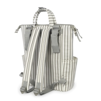 Walking&#x20;Mum&#x20;&#x7C;&#x20;Mochila&#x20;de&#x20;Maternidade&#x20;Botton&#x20;Strips&#x20;-&#x20;Branco