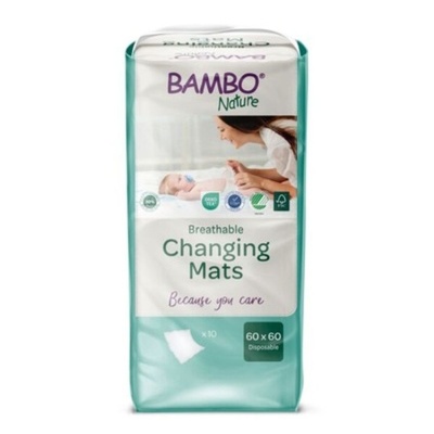 Pacote tapetes descartáveis Bambo Nature para fraldas com imagem e texto