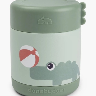 Termo verde claro e verde-pálido com desenho de crocodilo e bola