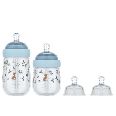 Conjunto de biberões com padrão infantil e tetinas extras