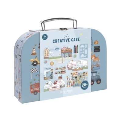 Mala azul Jims CREATIVE CASE para crianças com padrão de veículos