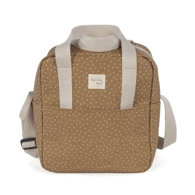 Mala castanha com bolinhas e alças largas bege