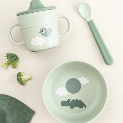 Done&#x20;by&#x20;Deer&#x20;&#x7C;&#x20;Conjunto&#x20;Primeira&#x20;Refei&#x00E7;&#x00E3;o&#x20;Happy&#x20;Clouds&#x20;3pc&#x20;-&#x20;Verde