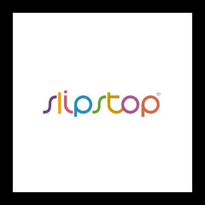 Logótipo colorido Slipstop em fundo branco
