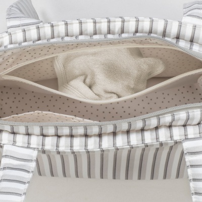 Walking&#x20;Mum&#x20;&#x7C;&#x20;Bolsa&#x20;de&#x20;Passeio&#x20;Botton&#x20;Strips&#x20;-&#x20;Branco