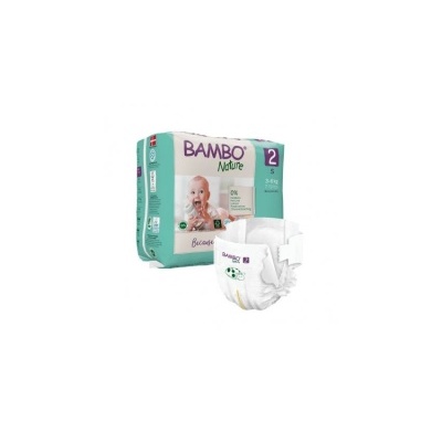 Pacote de fraldas Bambo Nature tamanho 2 com uma fralda aberta
