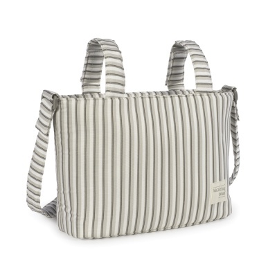 Walking&#x20;Mum&#x20;&#x7C;&#x20;Bolsa&#x20;de&#x20;Passeio&#x20;Botton&#x20;Strips&#x20;-&#x20;Branco