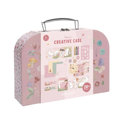 Mala rosa ilustrada com tema floral e natural, chamada Rosas Creative Case