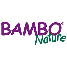 Logotipo da marca BAMBO Nature em roxo e verde