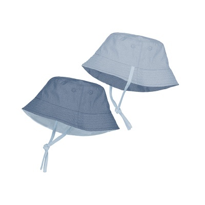 Dois chapéus de pescador azuis com cordão ajustável