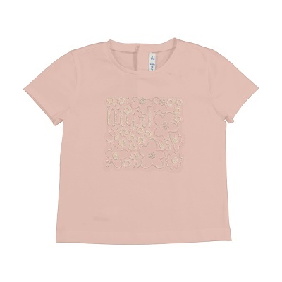 T-shirt rosa claro para criança com estampado de flores e logo NIKE em relevo