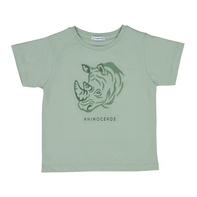 Camiseta infantil verde com ilustração e texto frontal
