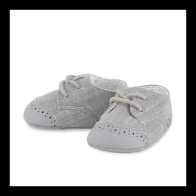 Sapatinhos cinzentos para bebé com atacadores beige