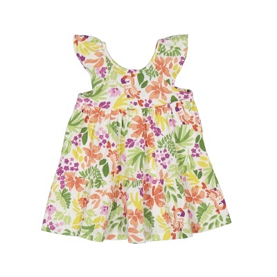 Vestido infantil colorido com padrão floral vibrante