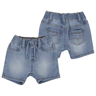 Calções de ganga azuis com cintura elástica e bolsos