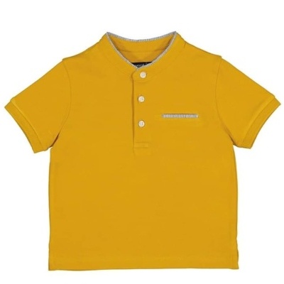 Camisola amarela de criança com gola redonda e botões