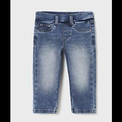 Calças de ganga azuis claras para criança com efeito desbotado