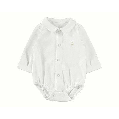 Body branco de bebé com gola e botões