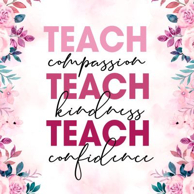 Texto inspirador com flores em tons rosa e verde ao redor