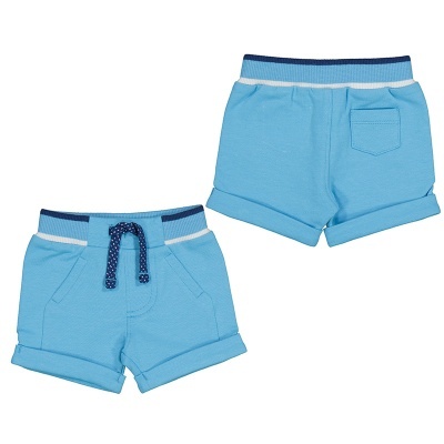 Calções azuis claros para criança com cordão e bolsos