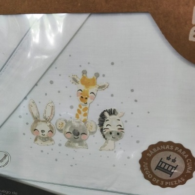 Lençóis para berço com desenhos de animais e selo de três peças