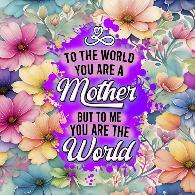 Texto inspirador sobre mãe rodeado de flores coloridas