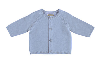Casaco de malha azul claro para bebé com botões